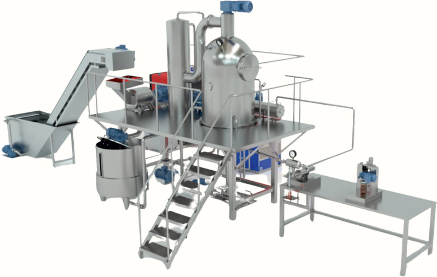 MACLINE compact platform — vacuum cooking kettle, agitated tank and filling unit (shared base across all packages)